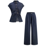 Lightweight Tencel Denim Suit Set (Top + Skirt + Pants) Lightweight Tencel Denim Suit Set (Top + Skirt + Pants)