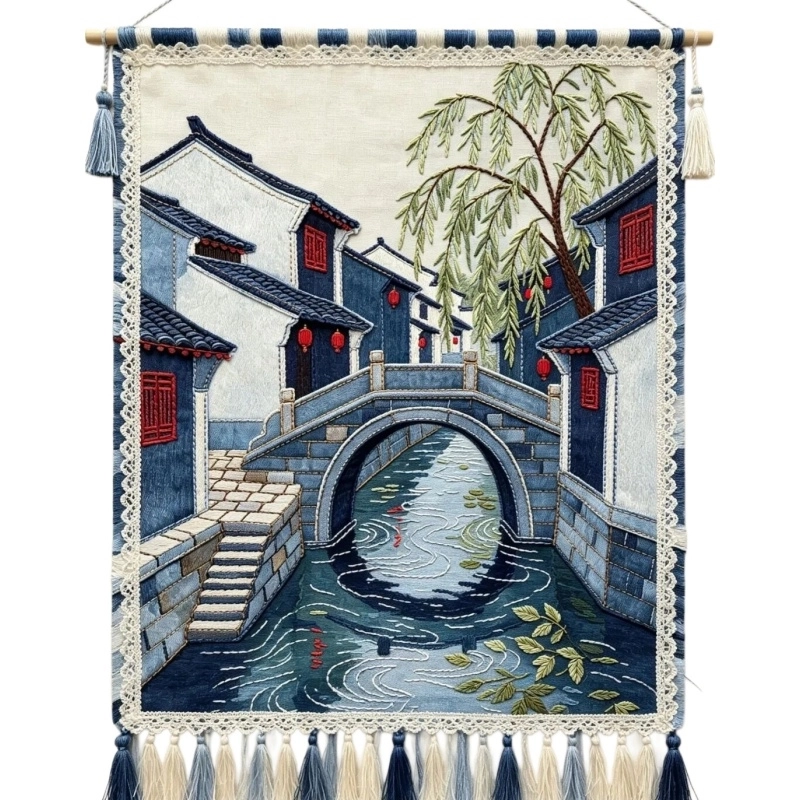 3D Embroidery Denim Wall Hanging
