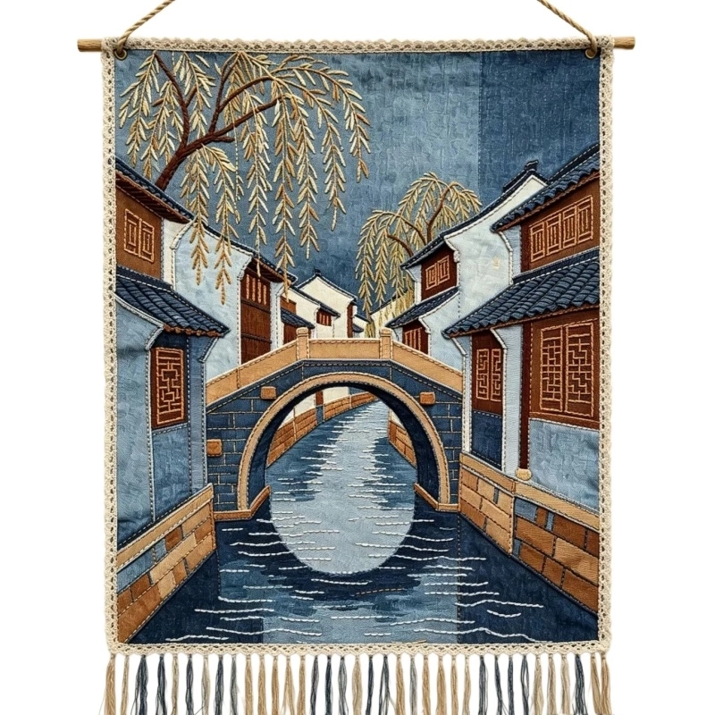 3D Embroidery Denim Wall Hanging (2) 3D Embroidery Denim Wall Hanging (2)