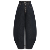 High-rise barrel-leg jeans with adjustable button cuffs – two silhouettes in one, with heritage button-fly. (2) High-rise barrel-leg jeans with adjustable button cuffs – two silhouettes in one, with heritage button-fly. (2)