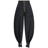 High-rise barrel-leg jeans with adjustable button cuffs – two silhouettes in one, with heritage button-fly. (4) High-rise barrel-leg jeans with adjustable button cuffs – two silhouettes in one, with heritage button-fly. (4)