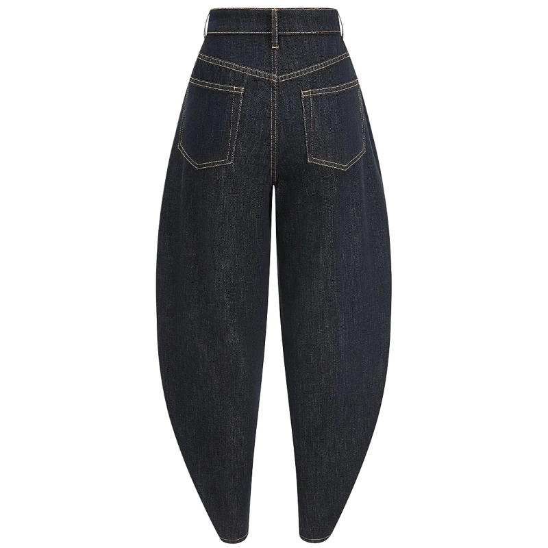 High-rise barrel-leg jeans with adjustable button cuffs – two silhouettes in one, with heritage button-fly. (5) High-rise barrel-leg jeans with adjustable button cuffs – two silhouettes in one, with heritage button-fly. (5)