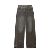 Boyfriend Fit Flocked Denim Pants for Women