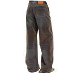 Boyfriend Fit Flocked Denim Pants for Women (2)