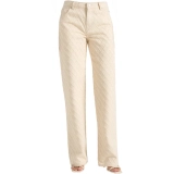 Women's Cream Raw Denim Straight-Leg Pants with Laser-Cut Floral Detail Women's Cream Raw Denim Straight-Leg Pants with Laser-Cut Floral Detail
