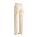Women's Cream Raw Denim Straight-Leg Pants with Laser-Cut Floral Detail (2) Women's Cream Raw Denim Straight-Leg Pants with Laser-Cut Floral Detail (2)