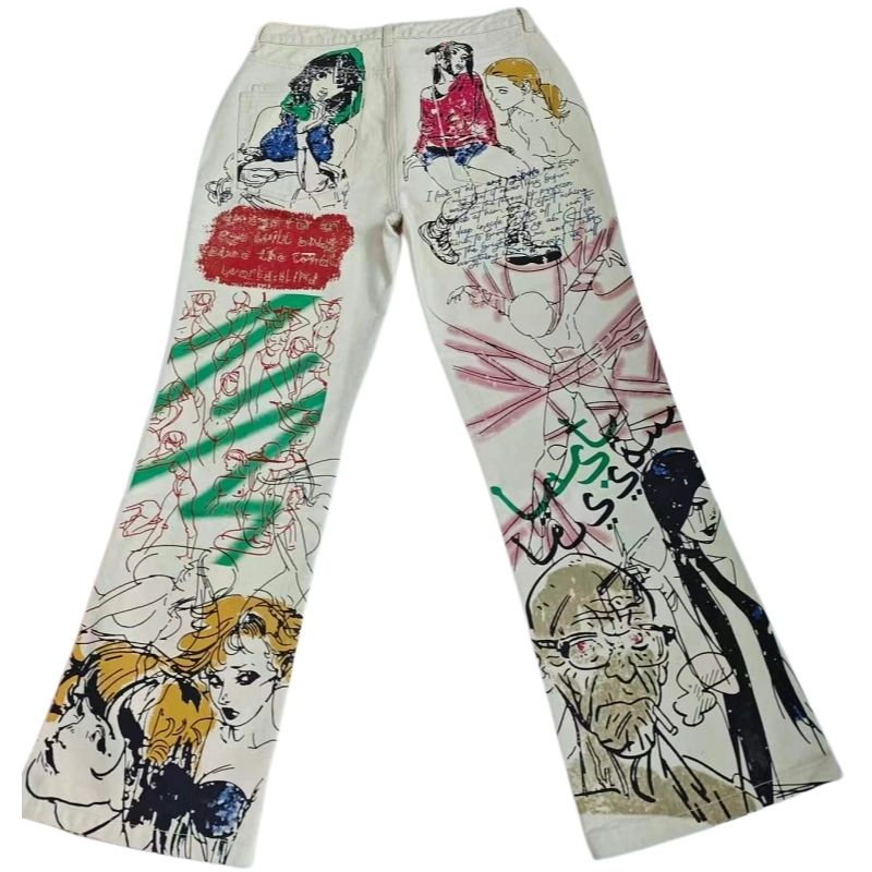 Cream Loomstate 4-Panel All-Over Print Denim Trousers – 13oz 100% Cotton Raw Denim (2) Cream Loomstate 4-Panel All-Over Print Denim Trousers – 13oz 100% Cotton Raw Denim (2)