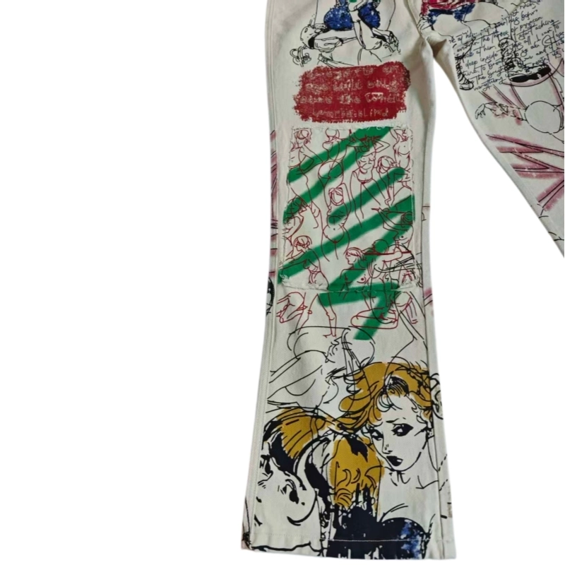 Cream Loomstate 4-Panel All-Over Print Denim Trousers – 13oz 100% Cotton Raw Denim (3) Cream Loomstate 4-Panel All-Over Print Denim Trousers – 13oz 100% Cotton Raw Denim (3)