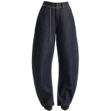 13oz Cotton-Tencel Raw Denim Saber-Leg Pants for Women