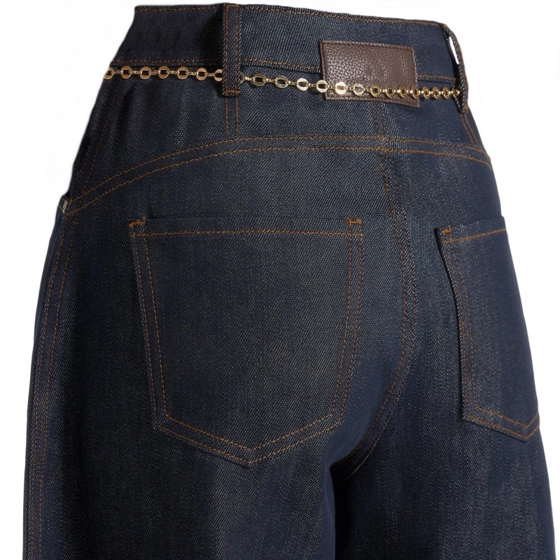 13oz Cotton-Tencel Raw Denim Saber-Leg Pants for Women (4)