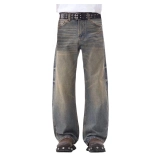 Men's 100% Cotton Dirty-Wash / Vintage-Look Denim Jeans (3)
