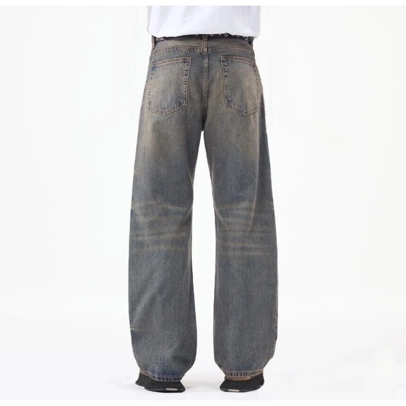 Men's 100% Cotton Dirty-Wash / Vintage-Look Denim Jeans (4) Men's 100% Cotton Dirty-Wash / Vintage-Look Denim Jeans (4)