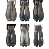 Men's 100% Cotton Dirty-Wash / Vintage-Look Denim Jeans (5)