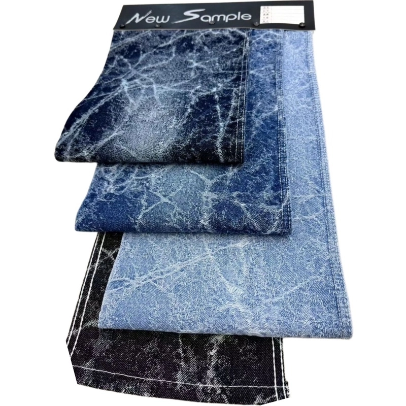 Premium Ice Crack Jacquard Denim Fabric | 90% Cotton 13oz | Low MOQ Premium Ice Crack Jacquard Denim Fabric | 90% Cotton 13oz | Low MOQ