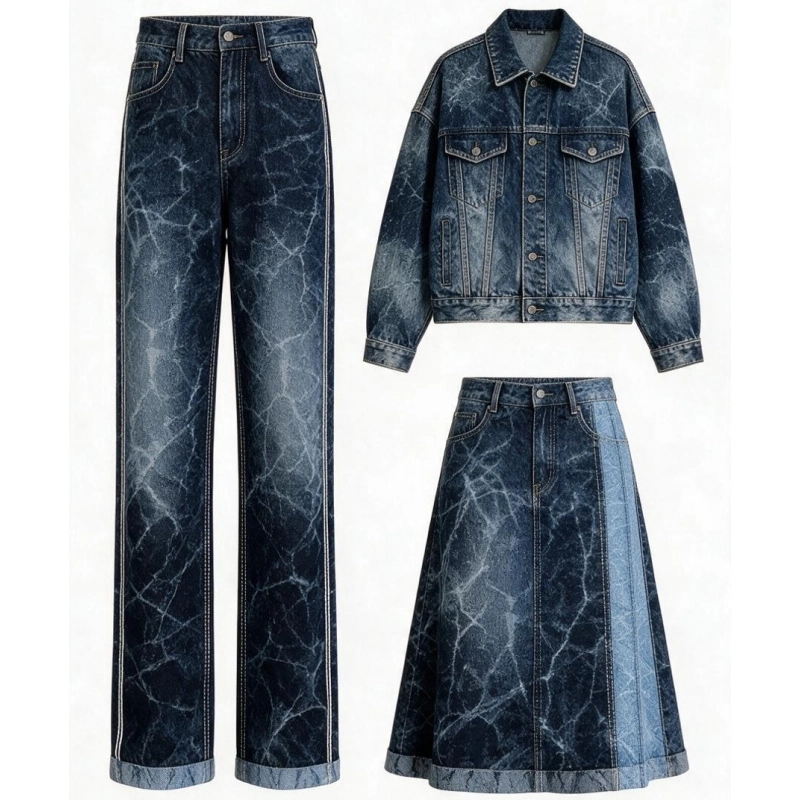Premium Ice Crack Jacquard Denim Fabric | 90% Cotton 13oz | Low MOQ (3)