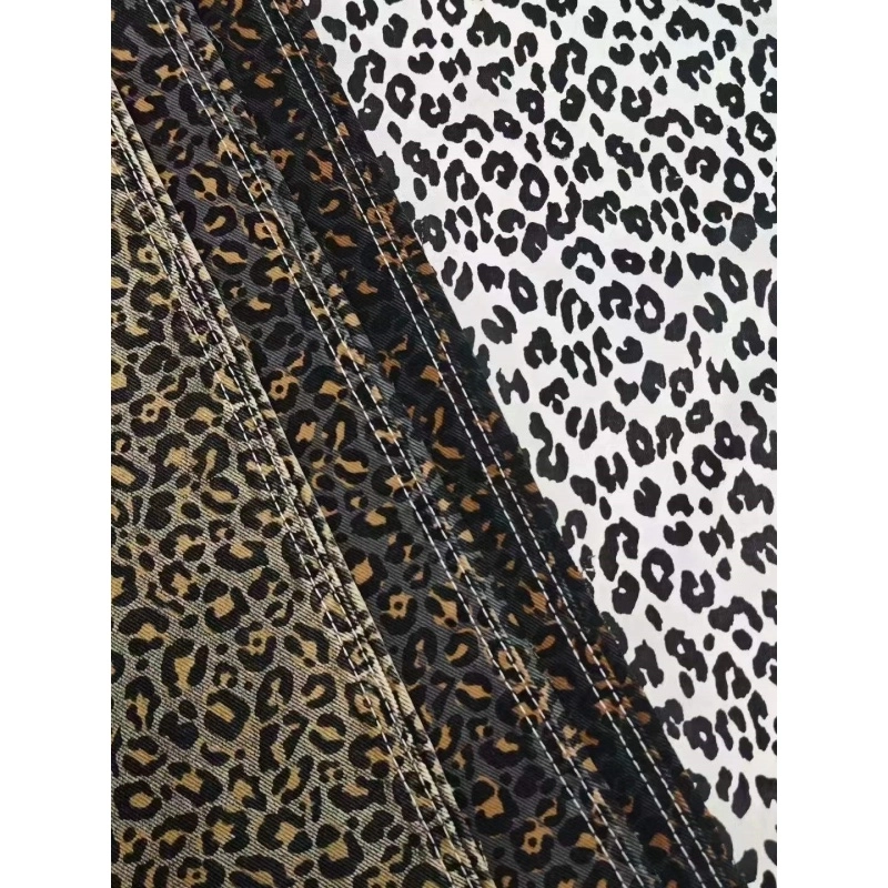 Multi‑Color Leopard Print Denim Fabric Multi‑Color Leopard Print Denim Fabric
