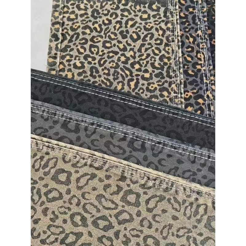 Multi‑Color Leopard Print Denim Fabric (5)
