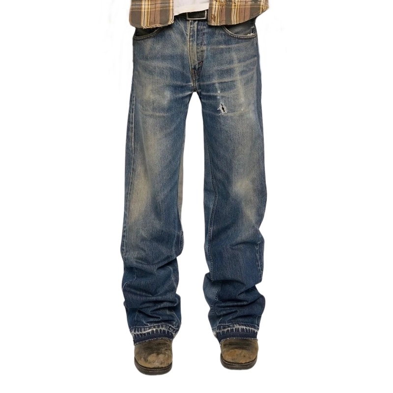 Men's Distressed Stretch Denim Jeans – 14oz Multi-Wash with Patches & Grunge Effects (3) Men's Distressed Stretch Denim Jeans – 14oz Multi-Wash with Patches & Grunge Effects (3)