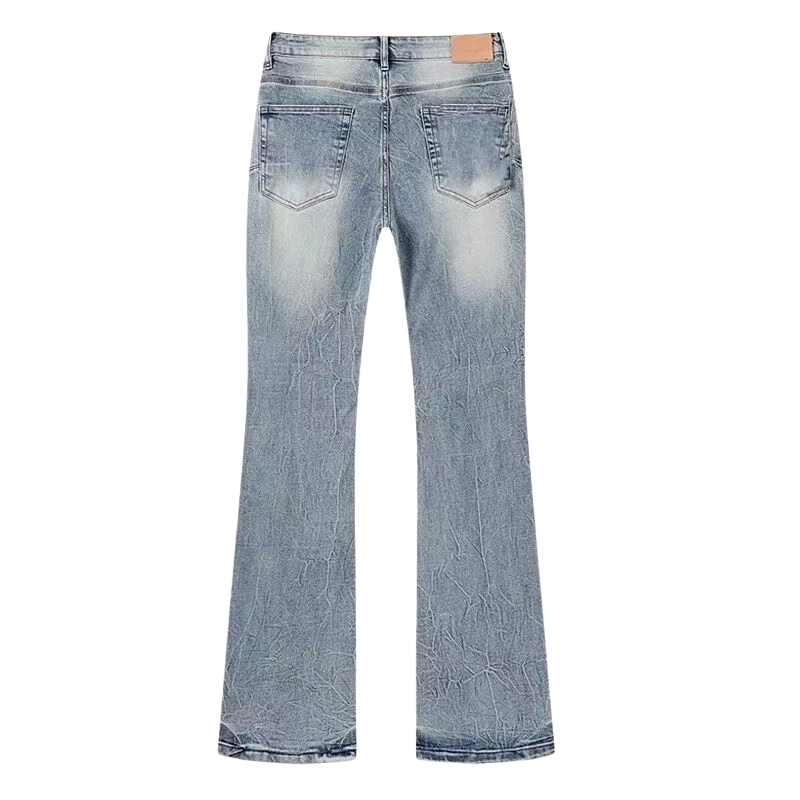 Men‘s 100% Cotton 14oz Heavy Distressed Jeans – Light Blue Industrial Salt-Wash Finish (2) Men‘s 100% Cotton 14oz Heavy Distressed Jeans – Light Blue Industrial Salt-Wash Finish (2)