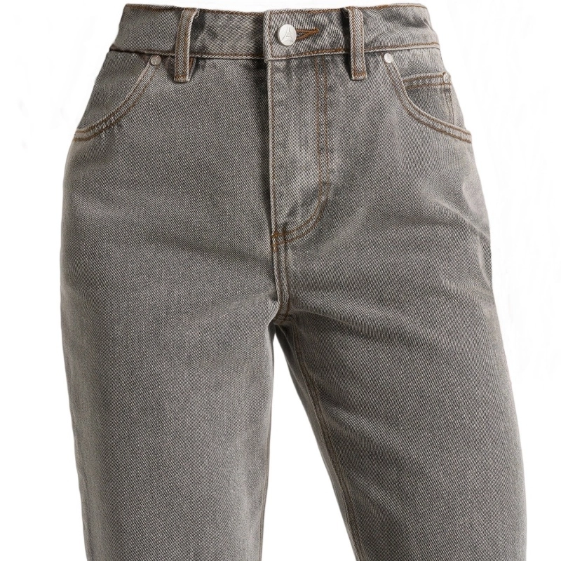 Women‘s 100% Cotton 15oz Smoke Grey Washed Micro-Flare Extra-Long Jeans (3) Women‘s 100% Cotton 15oz Smoke Grey Washed Micro-Flare Extra-Long Jeans (3)