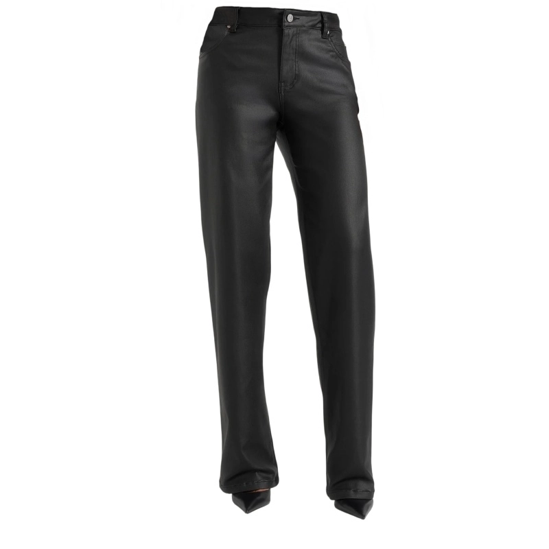 PU Coated Stretch Straight Leg Pants for Women (2)