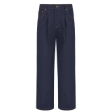 Raw Denim Men's Pleated Trousers – 14oz Unwashed Dark Indigo