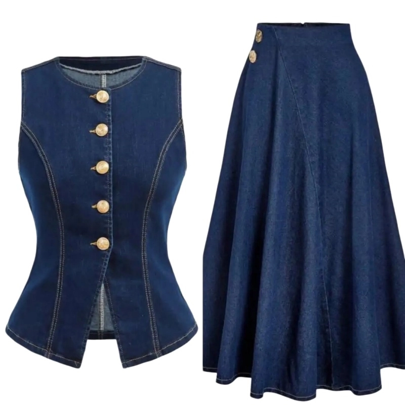 Lightweight Tencel™ Denim Co‑ord Set (Top + Skirt) (5)