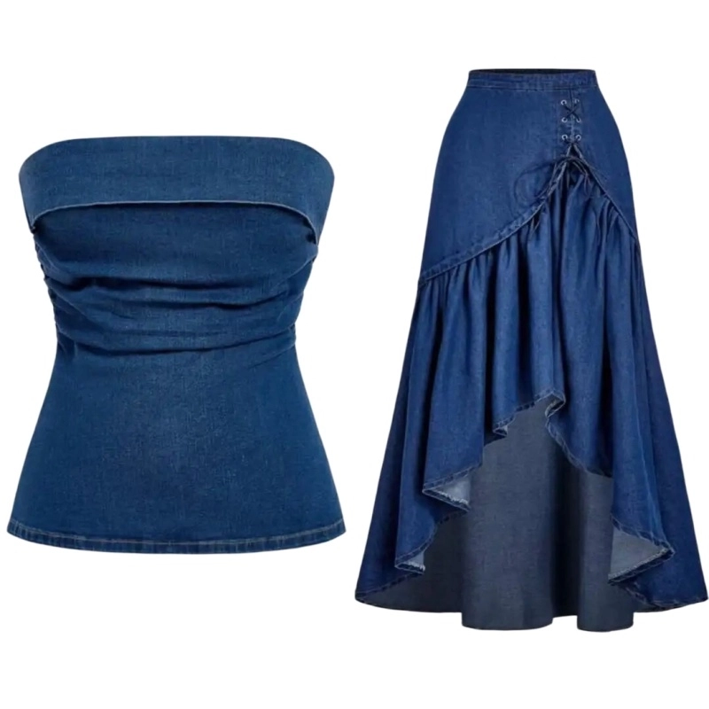 Lightweight Tencel™ Denim Co‑ord Set (Top + Skirt) (8) Lightweight Tencel™ Denim Co‑ord Set (Top + Skirt) (8)