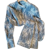 Washed & Pleated Denim Jacket with Lace Applique (5) Washed & Pleated Denim Jacket with Lace Applique (5)