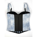 Washed & Pleated Denim Tops with Lace Applique (3) Washed & Pleated Denim Tops with Lace Applique (3)