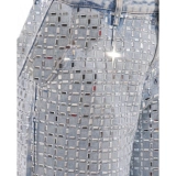 Women's 100% Cotton 14oz Crystal-Embellished Jeans – White Diamonds, Light Blue Wash Women's 100% Cotton 14oz Crystal-Embellished Jeans – White Diamonds, Light Blue Wash