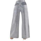 Women's 100% Cotton 14oz Crystal-Embellished Jeans – White Diamonds, Light Blue Wash (5) Women's 100% Cotton 14oz Crystal-Embellished Jeans – White Diamonds, Light Blue Wash (5)