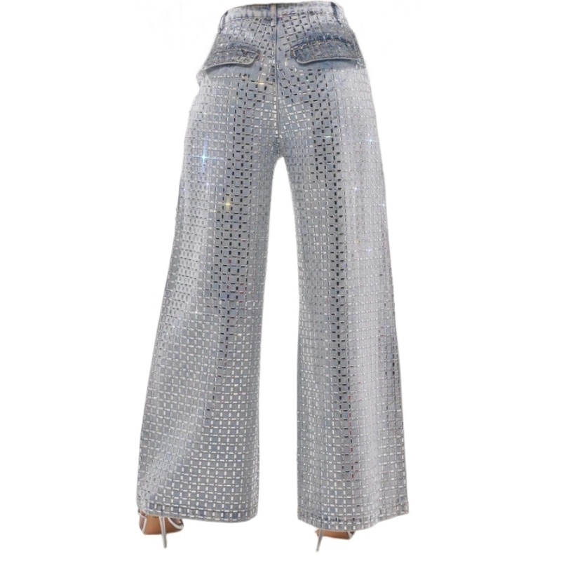 Women's 100% Cotton 14oz Crystal-Embellished Jeans – White Diamonds, Light Blue Wash (5) Women's 100% Cotton 14oz Crystal-Embellished Jeans – White Diamonds, Light Blue Wash (5)