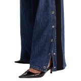Women‘s 100% Cotton 12oz Color-Block Straight-Leg Jeans with Side-Seam Button Opening (6)
